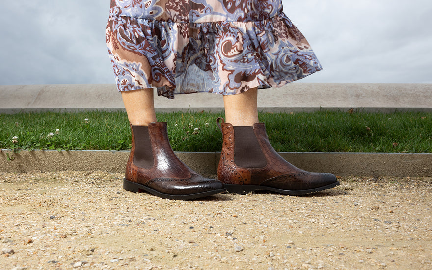 Leren dames laarzen met reliëf Selina 29 Melvin & Hamilton
